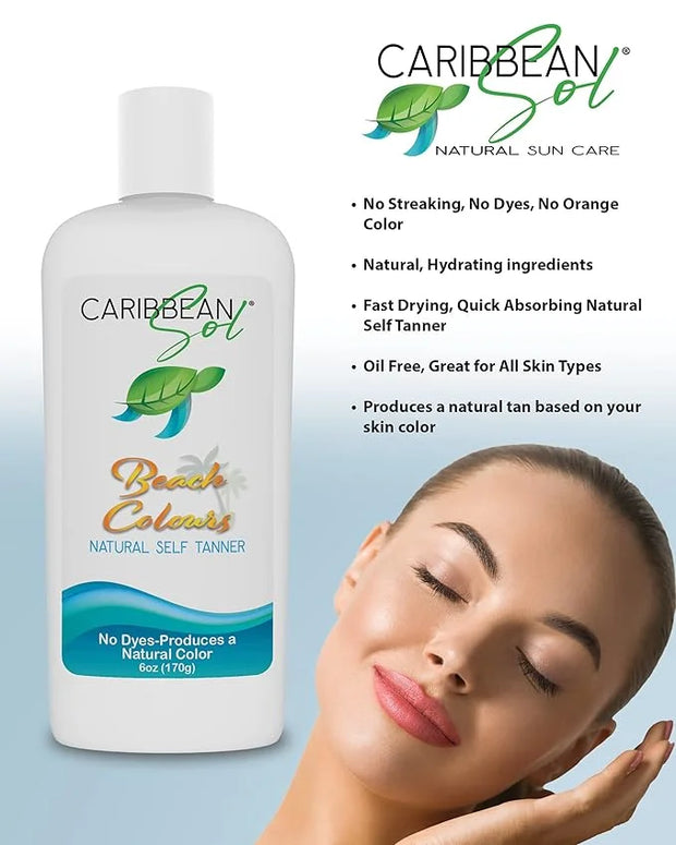 Caribbean Sol - Beach Colours Natural Self Tanning Lotion- Natural Eco-Friendly Sunless Tanner Skin Moisturizing Quick Sel...