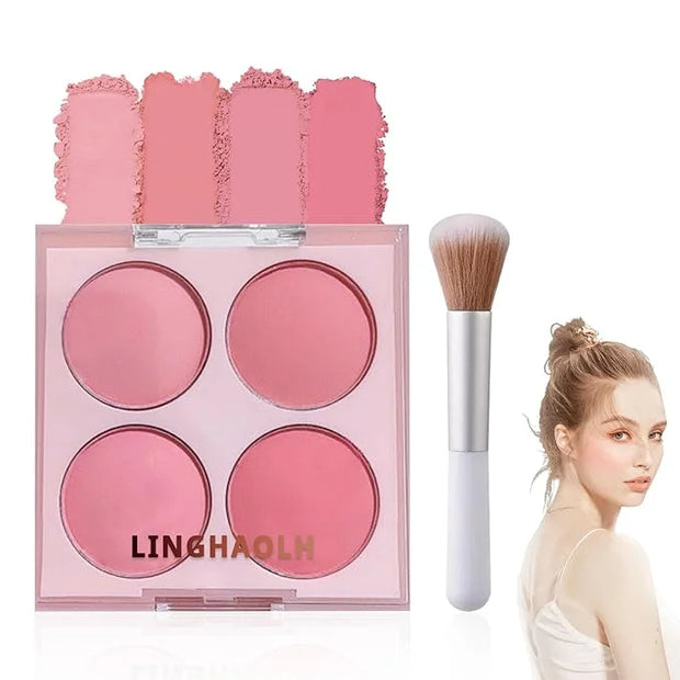 4 Colors Blush Palette for Cheeks,Face Matte Contour Blush Makeup Palette,Buildable Shimmer Facial Cheek Blusher Shades,Bl...