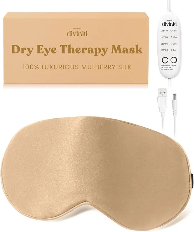 Heated Eye Mask for Dry Eye Relief - Stye Treatment, Warm Compress for Eyes, Sinus Mask, Electric Warming Patch - Champagn...