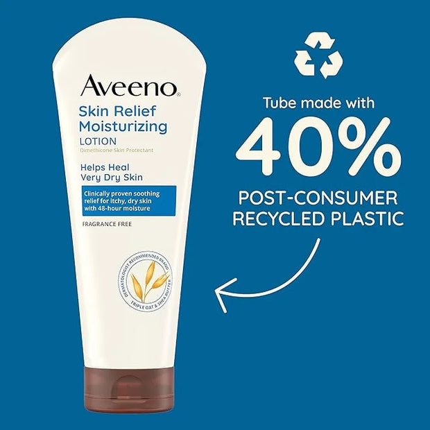 Aveeno Skin Relief Moisturizing Lotion for Very Dry Skin with Soothing Triple Oat & Shea Butter Formula, Dimethicone Skin ...