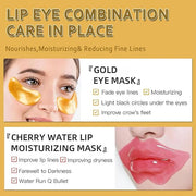 30 Pairs Lip Mask & Eye Mask, 24K Gold Gel Collagen Eye Pads for Puffy Eyes, Effectively Moisturizing the Lip & Eye Skin, ...