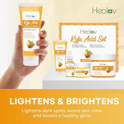 Kojic Acid Skincare Set – Kojic Soap Cleanser, Exfoliating Body Scrub, Face Cream & Brightening Facial Serum – Skin Bright...
