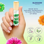 Blossom Roll on Lip Gloss, Scented Clear High Shine Moisturizing Lip Oil, Non Sticky, Infused with Real Flowers, Made in U...