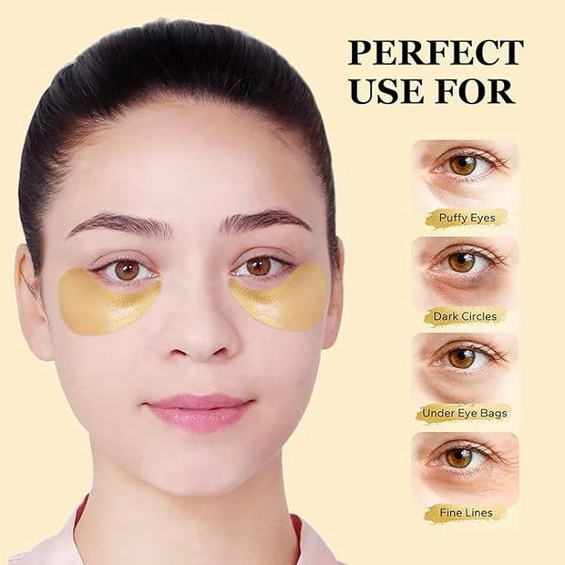 LIYALAN 24K Gold Under Eye Patches for Dark Circles and Puffiness Eye Mask Skin Care Products for Puffy Eyes Beauty for Wo...
