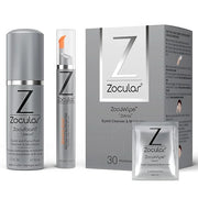 Zocuwipe Eyelid Wipes Eyelid Cleanser and Moisturizer Pads 30ct + Zocufill Elixir Eye Gel and Face Serum + Zocufoam Cleans...