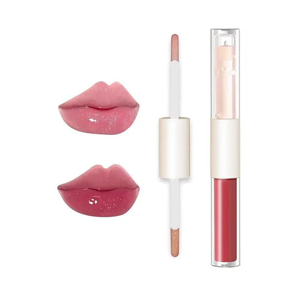 KWOLYKIM 2 In 1 Double Mirror And Matte Lip Gloss, Hydrating Lip Gloss with Essential oil, Liquid Shine Glossy Lip Tint, H...