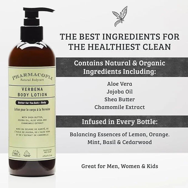 Pharmacopia Verbena Body Lotion - Hydrating Natural Moisturizer with Aromatherapy Benefits - Cruelty-Free Vegan Skin Care ...