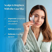 PLANTIFIQUE Gold Under Eye Patches for Puffy Eyes and Dark Circles 5 Pairs and Stainless Steel Gua Sha Facial Tool, Skin M...