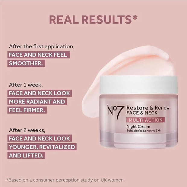 No7 Restore & Renew Face & Neck Multi Action Skincare System - SPF 30 Day Cream with Vitamin C & Collagen Peptides + anti-...