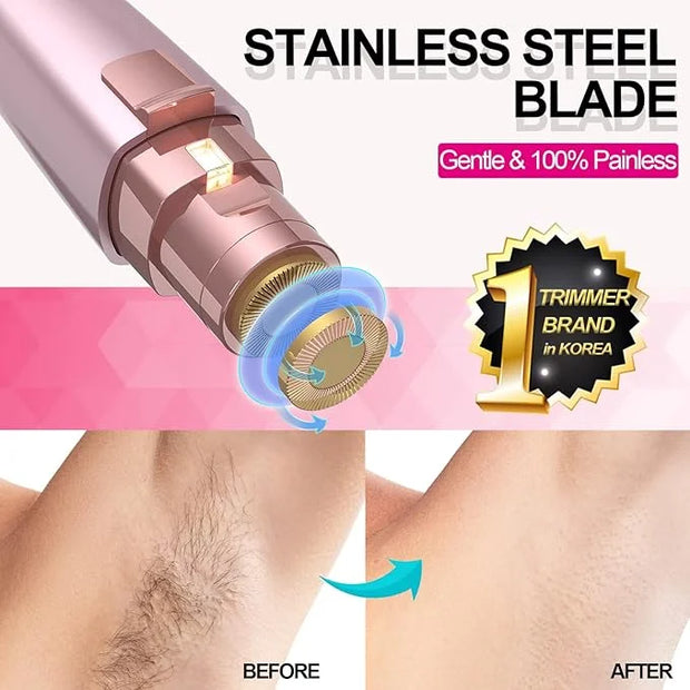 Eyebrow Razor & Facial Hair Removal for Women (2 in 1, USB Rechargeable), 100% Painless Hair Removal, Eyebrow Trimmer and ...