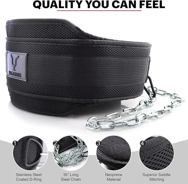JAG GEARS Dip Belt with Chain 36 Inch 2 Carabiners, - Product Image