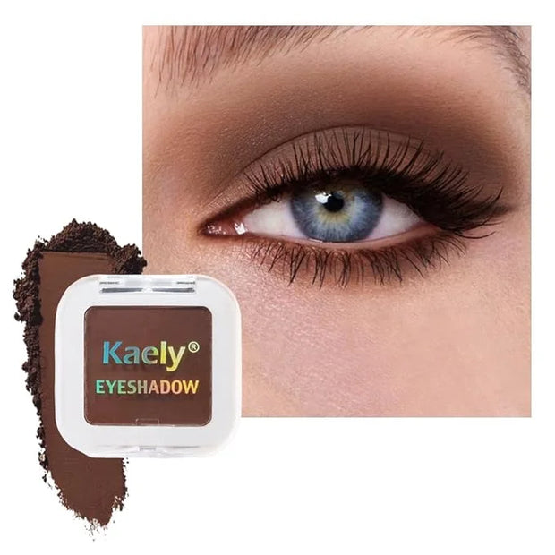 Kaely Pressed Single Eyeshadow Makeup, Coffee Matte Highly Pigmented Monochrome Eye Shadow Palette, Waterproof Neutral Pow...