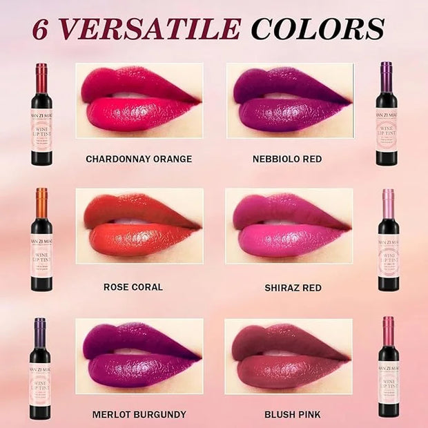 Wine Lip Tint 6 Colors Bottle Lipgloss Stain Waterproof Long Lasting Natural Liquid Lipstick Mini Make Up Gloss Matte Stic...