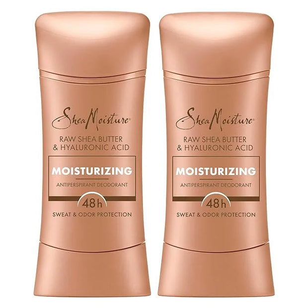SheaMoisture Antiperspirant Deodorant Stick Moisturizing Raw Shea Butter & Hyaluronic Acid 2 Count for 48HR Sweat & Odor P...
