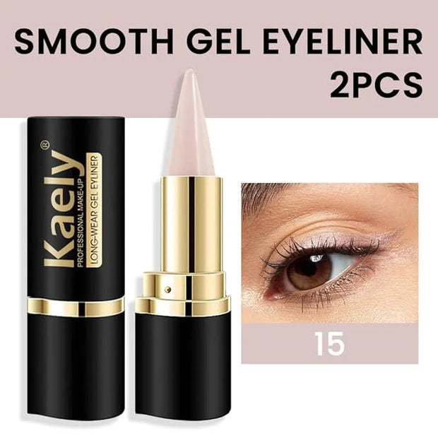 Kaely 2Pcs Dark Nude Gel Eyeliner Pencil, Natural Cream Eye Liner Waterproof Smudge Proof, Matte Waterline Eyeliner Eyesha...