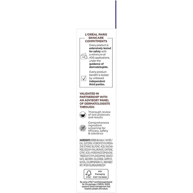 L'Oreal Paris Revitalift Hyaluronic Acid + Caffeine Hydrating Eye Serum for Dark Circles, Fragrance Free .67 fl. oz + Mois...