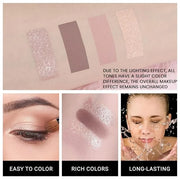 4 Colors Eyeshadow Makeup Palette,Champagne Nude Pink Dark Brown Highly Pigmented Natural Neutral Eye Shadow Palette with ...