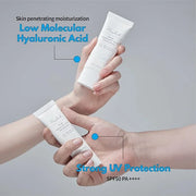 Blanc Doux Oligo Hyaluronic Acid UVA UVB Sun Essence Airy Touch 1.35 Oz SPF 50+ PA++++ Reef-Safe Makeup Base Sunscreen No ...
