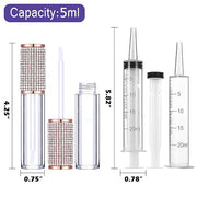 AMORIX 72 Pack 5ml Crystal Rhinestone Lip Gloss Tubes with Wand 5ml Empty Lip Gloss Containers Lipgloss Bottles with Stopp...