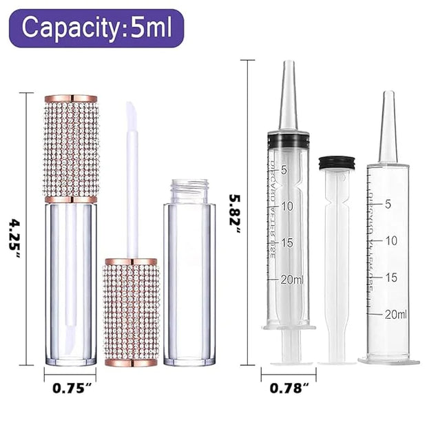AMORIX 72 Pack 5ml Crystal Rhinestone Lip Gloss Tubes with Wand 5ml Empty Lip Gloss Containers Lipgloss Bottles with Stopp...