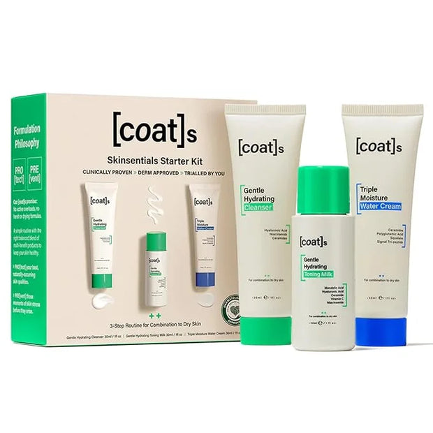 Coats Skinsentials Starter Bundle – Travel Cleanser, Toner & Moisturizer (1 oz each) – 3-Step Regimen Prevents Breakouts &...