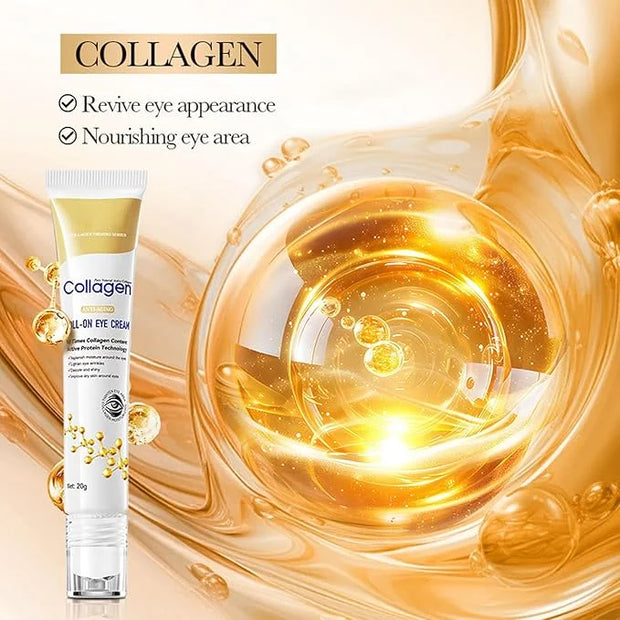 Collagen Eye Cream Anti Aging, Eye Cream with Roller for Dark Circles and Puffiness, Reduce Fine Line, Tightening Lifting ...