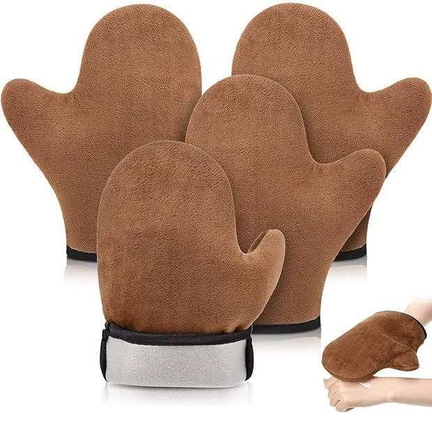 4 Packs Self Tanning Mitt Applicators Sunless Tanning Mittens Double Sided Self Tanning Gloves Reusable Tanner Applicator ...