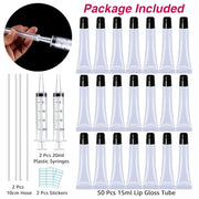 AMORIX 50PCS Lip Gloss Tubes 15ml Black Cap Lip Gloss Containers Empty Lip Balm Tubes Refillable Cosmetic Squeeze Lipgloss...