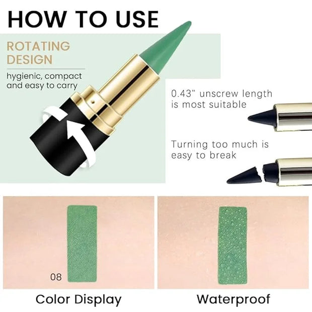 Kaely Light Green Gel Eyeliner Pencil,Waterproof Smudge Proof Eye Liner Pen,Cat Eye Goth Halloween Makeup,Eye Black Face P...