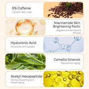 5% Caffeine Eye Serum and Under Eye Roller Cream for Dark Circles and Puffiness, Cafeine with 360° Massage Ball Reduce Wri...