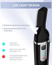 Eyebrow Trimmer, Electric Eyebrow Razor for Women Men, Rechargeable Painless LED Light Facial Hair Shaver Remover with Rin...