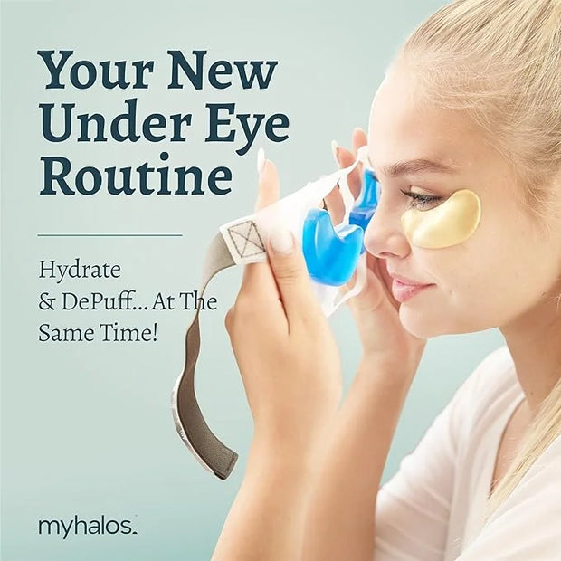 MyHalos Patented Eye Ice Pack for Puffy Eyes Set - Under Eye Masks for Dark Circles and Puffiness- 24 Eye Patches for Wrin...