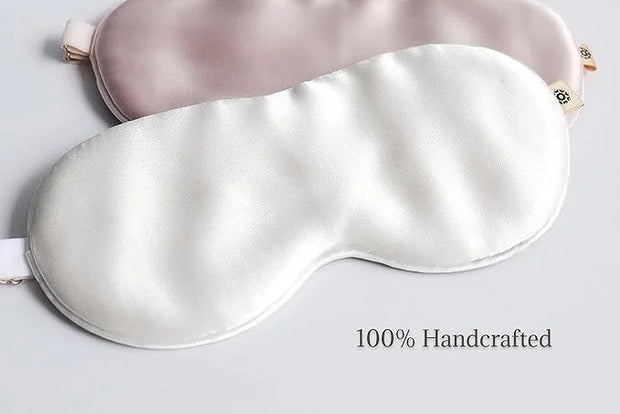 Premium Handcrafted 25 Momme Mulberry Silk Eye Mask for Sleeping (Natural White) - Product Image