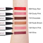 2Pcs Longwear Liquid Lip Liner Stain Marker Pen Set Long Lasting Waterproof, Mocha Nude Brown Matte Semi Permanent 24 Hour...