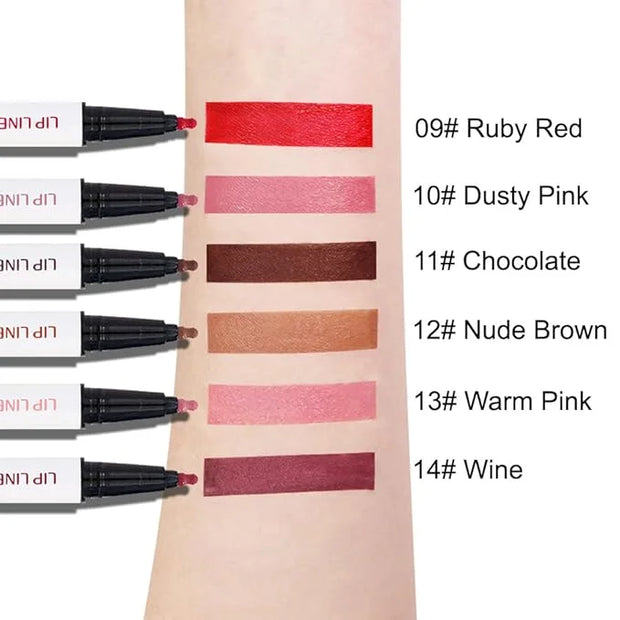 2Pcs Longwear Liquid Lip Liner Stain Marker Pen Set Long Lasting Waterproof, Mocha Nude Brown Matte Semi Permanent 24 Hour...