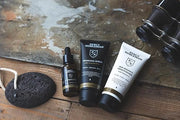Age Defence Kit, a men's skincare set containing Charcoal Face Scrub (with Natural AHAs), ultra-hydrating Facial Serum (wi...