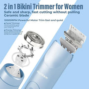 2 in 1 Women Electric Shaver Dual Head Bikini Trimmer for Women IPX7 Waterproof Wet & Dry Use Body Hair Trimmer and Facial...