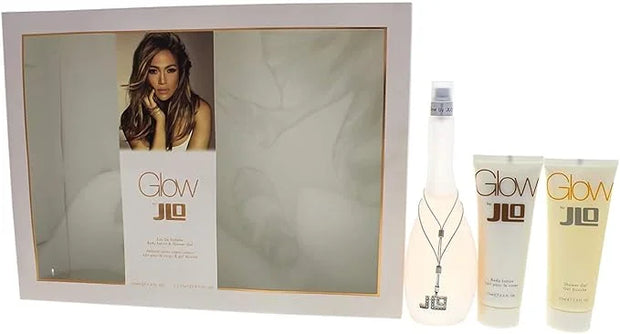 Jennifer Lopez Glow 3 Pc. Gift Set (Eau De Toilette Spray 3.4 Oz + Body Lotion 2.5 Oz + Shower Gel 2.5 Oz) for Women By Je...