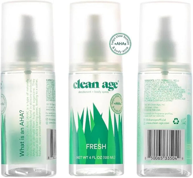 Aluminum Free Deodorant & Body Spray for Whole Body - Fresh 4oz (2 Pack) Clean Deodorant and Body Spray for Teen Boys and ...