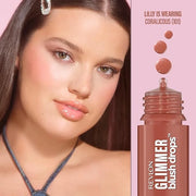 Revlon Glimmer Blush Drops, Liquid Blush for Cheeks, Liquid to Velvety Powder Finish, Glowy, High Pigment, 101 Coralicious...