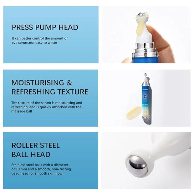 Eye Serum with Roller ball, 15 ML Eye Cream for Dark Circles and Puffiness, Anti-Aging Under Eye Roller Cream Reduce Wrink...