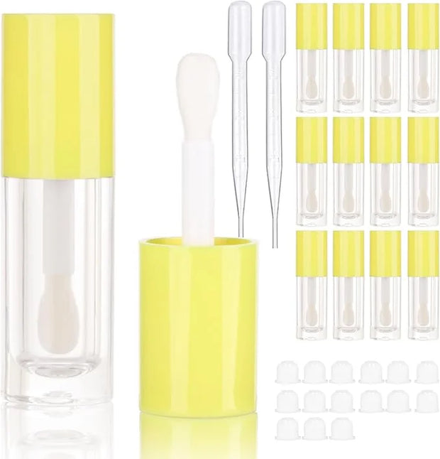 COSIDEA 14pcs Empty 6ml big doe foot wand Chunky lip gloss tubes for DIY lipgloss,Pink round lipgloss containers tubes wit...