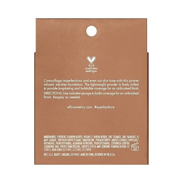 e.l.f. Camo Powder Foundation, Lightweight, Primer-Infused Buildable & Long-Lasting Medium-to-Full Coverage Foundation, Me...