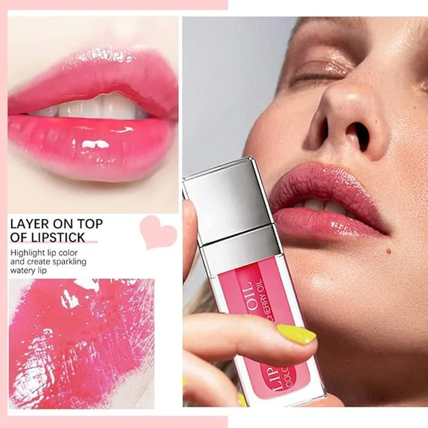 Plumping Lip Oil, Long Lasting Hydrating Gloss Tinted Balm Non-sticky Revitalizing, Tinting Care Oil for Dry (CHERRY) - Pr...