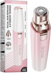 Rechargeable Facial Hair Remover for Women: 2-in-1 Device for Shaping Eyebrows and Removing Face Peach Fuzz (Gradient Pink...