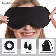 Silk Satin Sleeping Eye Mask, Black Sleep Eye Mask Night Blindfold for Women and Men, Soft Breathable Blackout Eyeshade Ey...