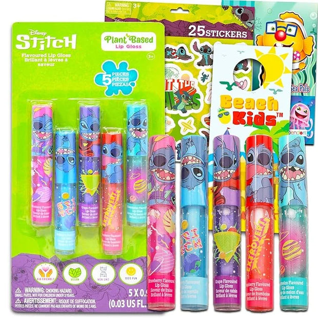 Stitch Lip Gloss Bundle for Girls – 5 Pack of Stitch Glosses for Lips in Assorted Flavors Plus Stickers, More | Stitch Par...