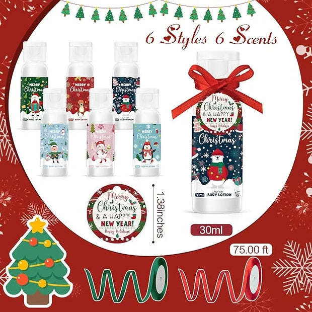 24 Set Christmas Hand Cream Gift Moisturizing Hand Lotion for Women Travel Size Lotion for Christmas Party Favors with Car...