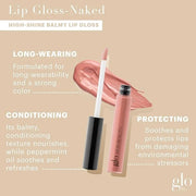 Glo Skin Beauty Lip Gloss | Color and Shine with Lip Nourishing Ingredients, without Stickiness, (Naked) - Product Image