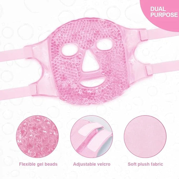 Cold Face Eye Masks Ice Face Mask Hot Cold Compress For Dark Circles, Puffiness, Migraines, Headache, Stress, Redness, Coo...